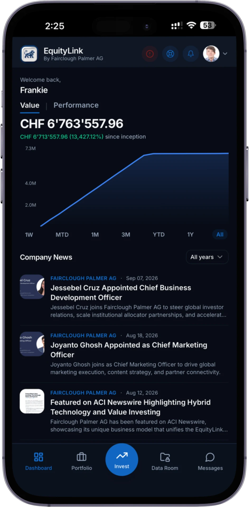 EquityLink investor dashboard